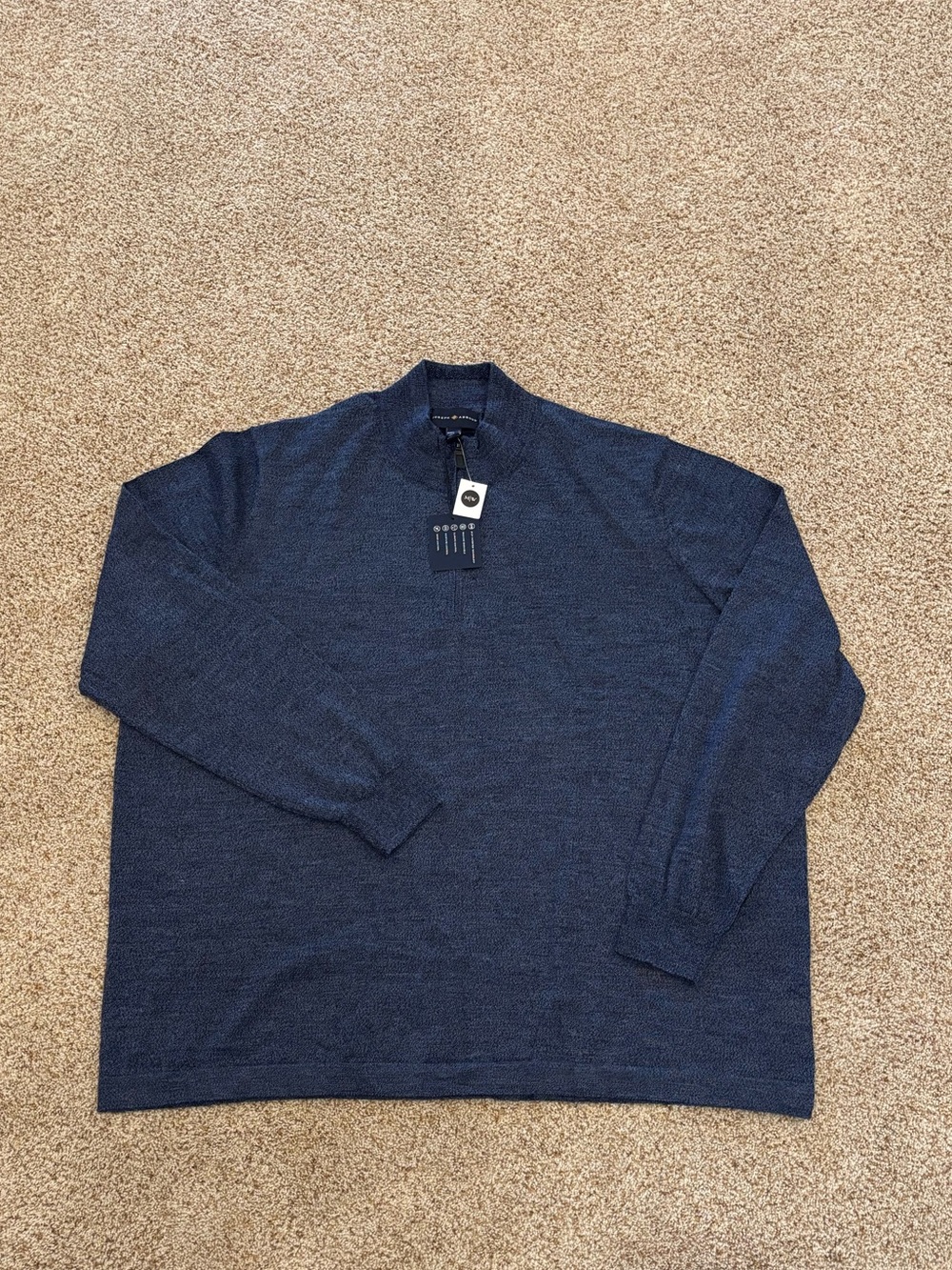 Joseph Abboud Blue Extra Fine Merino Wool 1/4 Zip Pullover Sweater Men Size 2X